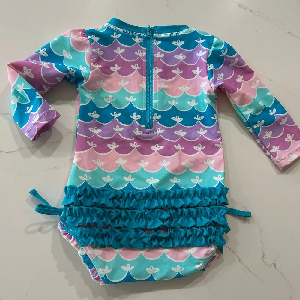Ruffle Butts Baby Swim Suit Rash Guard 6-12 Months - Excellent condition